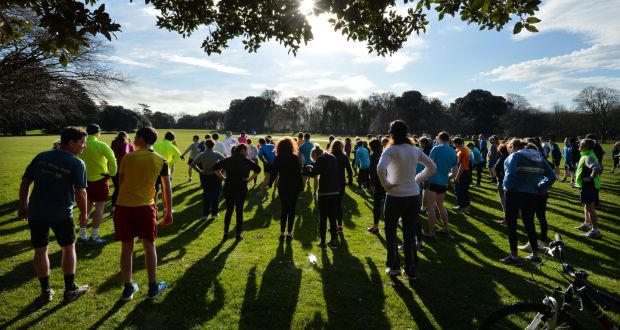 Warming up exercise by Mary Jennings in St Anne’s Park, Dublin, before a run. Photograph: Alan Betson 