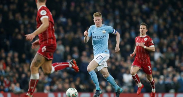 Kevin De Bruyne has signed a new five-year deal at Manchester City. Photograph: Andrew Yates/Reuters