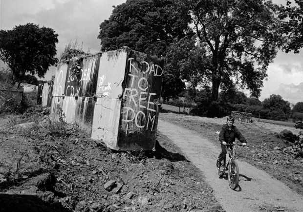 Over many years Tony O’Shea documented scenes of local resistance to military restrictions on Border crossings. Photograph: Copyright Tony O’Shea