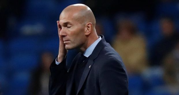 Zinedine Zidane: “I don’t understand what’s going on,” said  Real Madrid’s manager after the cup defeat to  humble Leganes. Photograph: Juan Medina/ERS