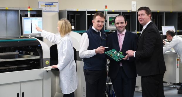 Dr John Daly (left), Dairymaster research and innovation manager; Prof Edmond Harty, Dairymaster chief executive; and Dr Joseph Walsh, Lero researcher and head of the school of Stem at IT Tralee. Photograph: Domnick Walsh
