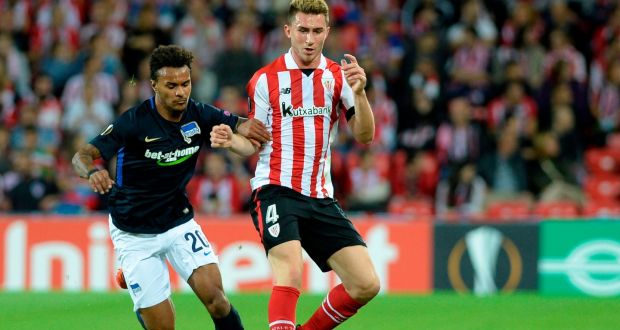 Athletic Bilbao defender Aymeric Laporte is expected to join Manchester City in a deal worth at least €65 million. Photograph: Ander Gillenea/AFP/Getty Images
