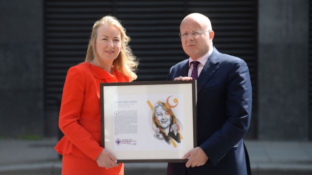 Siobhán Talbot, Glanbia group managing director and Shaun Murphy, managing partner KPMG in Ireland at the inaugural presentation of The Irish Times Business person of the month Award in association with KPMG. Photograph: Dara Mac Dónaill