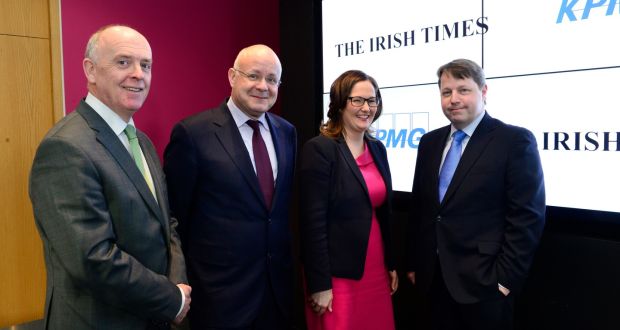 At the launch of The Irish Times KPMG Business Awards for 2018 are Liam Kavanagh, managing director The Irish Times, Shaun Murphy, managing partner KPMG, Carmel Logan, tax partner KPMG and Ciarán Hancock, business editor The Irish Times. Photograph: Cyril Byrne 
