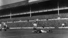 Harry Gregg makes a save for Manchester United in August 1958. Photograph: Getty