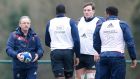 France  coach Jacques Brunel and his squad during training. They face Ireland in the Six Nations on Saturday. As my Dad would say, “They are Bob Hope’s brother . . . No Hope.” Photograph: Michel Euler/AP