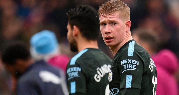 Manchester City  midfielder Kevin De Bruyne says he felt himself getting tired from within the first minute of the second half of game against Burnley. Photograph: Oli Scarff/AFP/Getty Images