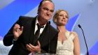 Director Quentin Tarantino and actor Uma Thurman on stage at the Cannes Film Festival  France in 2014. Photograph: Pascal Le Segretain/Getty Images