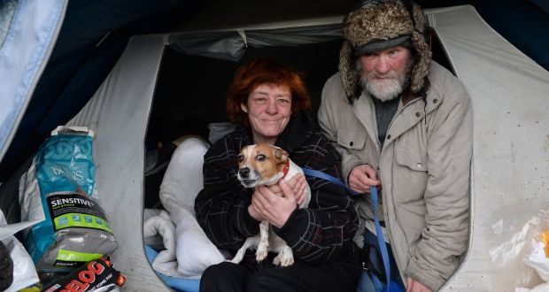 Sabrina and Joe with their dog Cindy. Photograph: Dara Mac Dónaill/The Irish Times