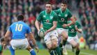 Ireland’s Jack Conan. In the lead up to Earls’ try Conan instinctively knew to get the ball away from where Italy were honey-potting to where the space existed. Photograph: Brian Lawless/PA 