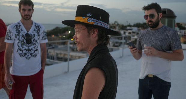 Brock Pierce with Josh Boles (left) and Matt Clemenson  in San Juan, in Puerto Rico:  dozens of entrepreneurs, made newly wealthy by virtual currencies, have moved to the island to avoid taxes  – and to build a society that runs on blockchain. Photograph: José Jiménez-Tirado/The New York Times