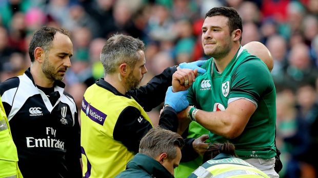 Robbie Henshaw will miss the rest of the Six Nations after dislocating his shoulder. Photo: Tom Honan