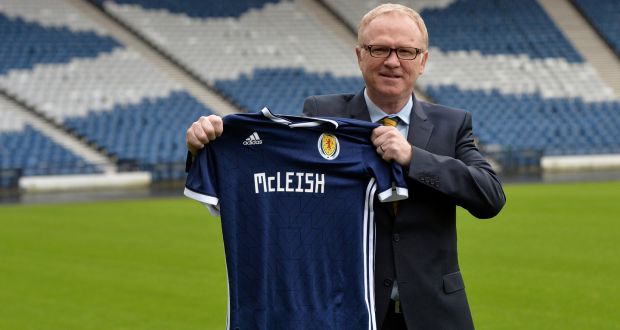 Alex McLeish is unveiled by the SFA as the new Scotland manager. Photograph: Mark Runnales