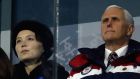US vice-president Mike Pence and Kim Yo-jong, sister of North Korean leader Kim Jong-un, at the opening ceremony of the Pyeongchang Winter Olympic Games in South Korea. Photograph: Odd Andersen/AFP/Getty Images