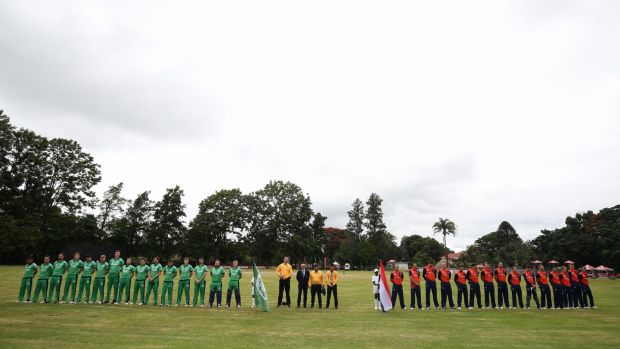 Ireland and the Netherlands line up in Zimbabwe. Photograph: Cricket Ireland
