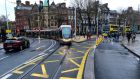 The Luas tram at College Green. Photograph: Cyril Byrne