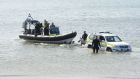 Members of the Garda Under Water Unit  search at Skerries harbour after a fishing boat sank on May 26th, 2017. Photograph: Alan Betson 