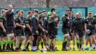 The Ireland squad during training at   Carton House, Co Kildare, ahead of their showdown with England. Photograph: Billy Stickland/Inpho