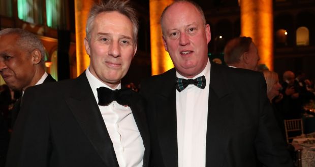 DUP MP Ian Paisley jnr and PSNI chief constable George Hamilton attend the American Ireland Gala Fund dinner at the National Building Museum in Washington, DC. Photograph: Niall Carson/PA Wire