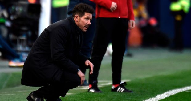 Atletico Madrid manager Diego Simeone during his team’s defeat to Villarreal at La Ceramica stadium. Photograph: Getty Images
