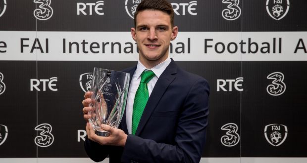 Declan Rice was named the FAI’s Under-19 Player of the Year on Sunday. Photograph: Morgan Treacy/Inpho 