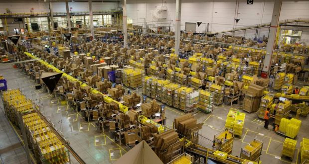 Tax overhaul: the EU will argue that digitalised businesses such as Amazon, which has warehouses (above) across the continent, face an effective rate of 9.5 per cent. Photograph: Pablo Blazquez Dominguez/Getty