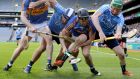 Dublin’s Conal Keaney and Fergal Whitely fight for possession with Tipperary’s Michael Cahill  during the league quarter final at Croke Park. Photograph: Bryan Keane/Inpho 