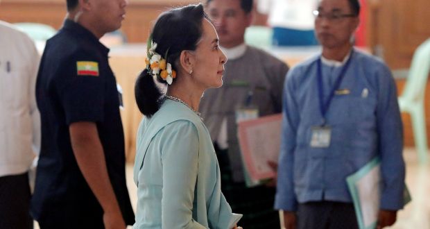 Aung San Suu Kyi: “While building peace and stability is the most important requirement for our country, we need the strength of unity.” Photograph: Reuters