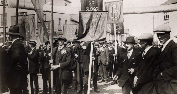 The meeting in Ballaghaderreen to protest against the extension of conscription to Ireland on May 5th, 1918, was addressed by Éamon de Valera and Irish Parliamentary Party leader John Dillon. Photograph: George Rinhart/Corbis via Getty Images