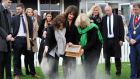 Noel Cantwell’s  daughter Kate, niece Alison and daughter Elizabeth  spread his ashes at Cork County Cricket Club. Photograph: Daragh McSweeney/Provision