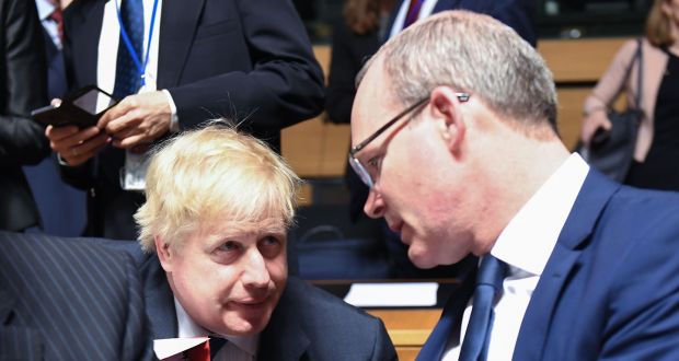 UK foreign secretary Boris Johnson and Minister for Foreign Affairs and Trade Simon Coveney: “Our first preference remains for the EU and UK to agree such a close and comprehensive future relationship that no backstop is ever needed.” Photograph: Emmanuel Dunand/AFP/Getty Images
