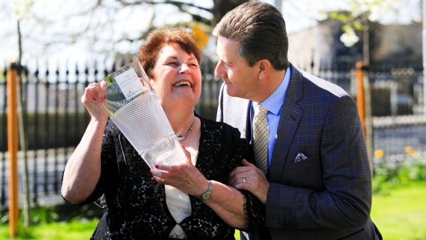 Daniel O’Donnell congragulates Gallows View owner Mary Mckenna. Photograph: Gareth Chaney/Collins