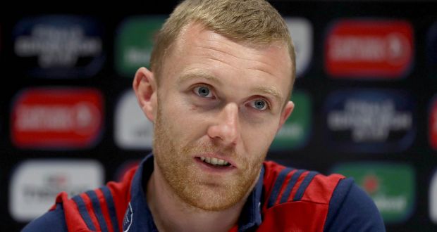 Munster’s Keith Earls: his  remarkable rehabilitation from injury forced Johann van Graan to make a selection decision in the back three. Photograph:  Donall Farmer/Inpho