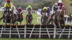 Draconien (R) jumps the last en route to victory in the Champion Novice Hurdle at Punchestown. Photograph: Alan Crowhurst/Getty