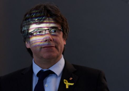 WAITING IN GERMANY: Former president of the Generalitat of Catalonia, Carles Puigdemont, poses after a press conference at Magnus-Haus in Berlin, Germany. Mr Puigdemont is being detained there and may not leave Germany until the courts decides on his extradition to Spain, in line with a European arrest warrant.  Photograph: Hayoung Jeon/EPA