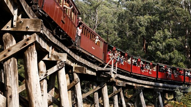 Puffing Billy is a century-old steam train that chugs through the Dandenong Ranges near Melbourne.