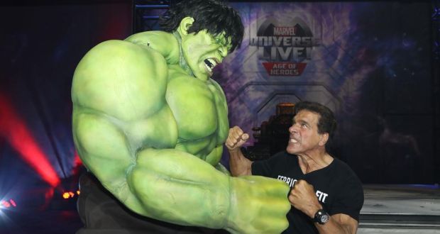 The Incredible Hulk and Lou Ferrigno at a celebrity red carpet event in Los Angeles, California, in 2017. Photograph: Getty Images 