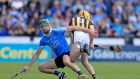 Dublin’s Chris Crummey with Richie Leahy of Kilkenny in the Leinster SHC Round 1 match at  Parnell Park last Sunday. Photograph: Donall Farmer/Inpho