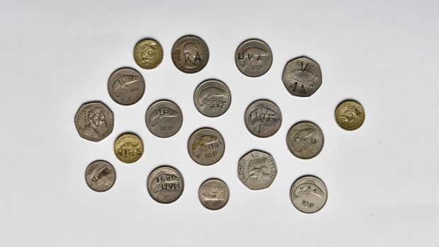 Defaced British and Irish coins