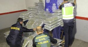 The haul was intercepted and five arrests made after a lengthy operation involving the Garda National Drugs and Organised Crime Bureau working with Spain’s Policia Nacional and Guardia Civil. Photograph: Garda Press Office