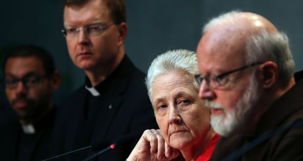 Marie Collins with Cardinal Seán Patrick O’Malley (right) at the Vatican in 2014. File photograph: Alessandro Bianchi/Reuters