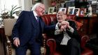President Michael D Higgins and his friend Tom Murphy about whom Mr Higgins spoke affectionately. Photograph: The Irish Times 