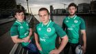  Diarmuid Barron, Caelan Doris and Matthew Agnew at the announcement of the  squad for the U-20 World Cup in France at Spencer Dock in Dublin yesterday. Inpho: Dan Sheridan/Inpho 