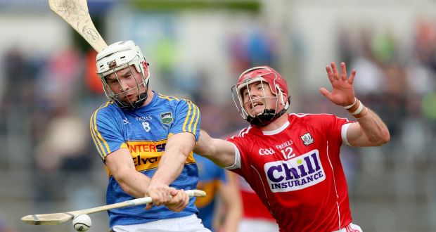Tipeprary’s Brendan Maher and Daniel Kearney of Cork in action at Semple Stadium. Photograph: James Crombie/Inpho 