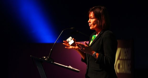 Dr Lucy Johnstone, speaking at the Jigsaw Exchange that took place at the Mansion House today. Photograph:  Darren Kinsellla