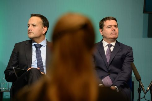 LOOK TO THE FUTURE: Taoiseach Leo Varadkar and Minister for Finance Paschal Donohoe attend the launch of Project Ireland 2040 at Government Buildings. Photograph: Dara Mac Dónaill/The Irish Times



