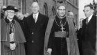 Then taoiseach Seán Lemass with president Éamon de Valera, Dr Thomas Morris and Cardinal Dalton (left). Photograph: Gordon Standing/The Irish Times 