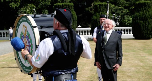 President Michael D Higgins hosted a garden party to celebrate the 80th anniversary of the inauguration of Douglas Hyde on Monday. Photograph: Maxwells. 