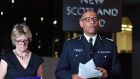 The UK’s head of counter-terrorism policing Neil Basu and chief medical officer for England Dame Sally Davies speaking at a news conference at New Scotland Yard in London on Wednesday night. Photograph:  John Stillwell/PA Wire