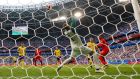  England’s Dele Alli  scores his side’s second goal during  the 2-0 victory over Sweden in the World Cup quarter-final in Samara. Photograph: Felipe Trueba/EPA